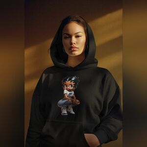 Gildan Black Hoodie with Black Betty Boop Cartoon Graphic